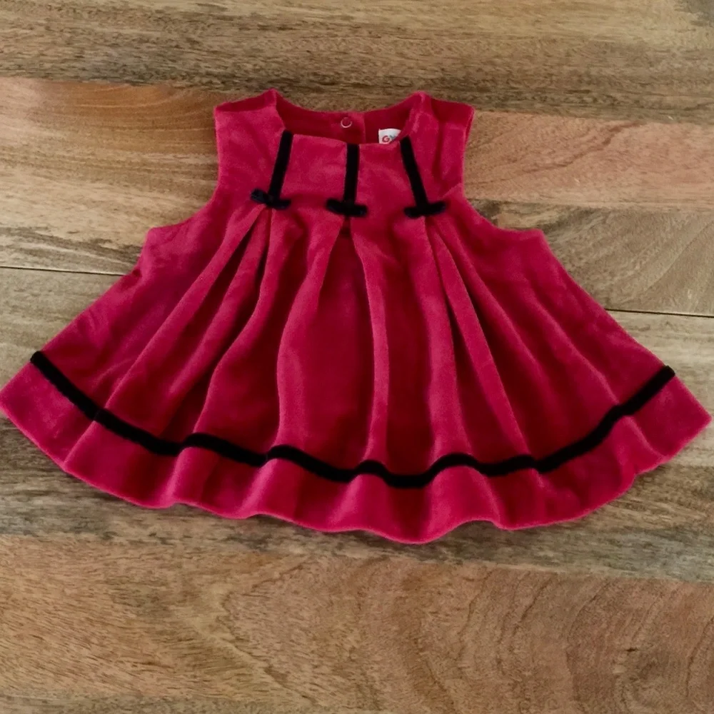 GYMBOREE NEWBORN red velvet dress 3-6mo